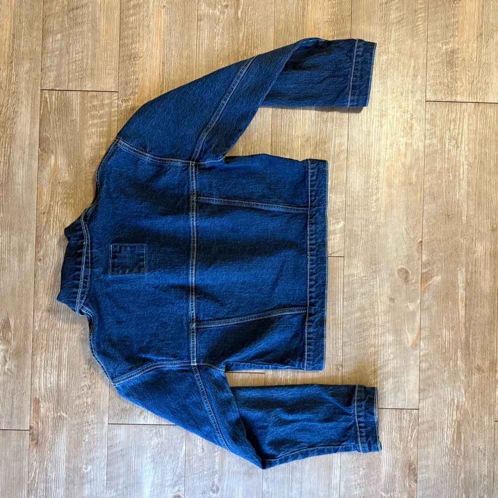 Abercrombie & Fitch cropped denim jacket in dark blue, small - Picture 5 of 5